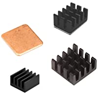 Esycargo Raspberry Pi 4 disipador de calor 4 piezas negro aluminio y cobre para Raspberry Pi 4 B- 3B+- 3B- Pi 2- Pi…